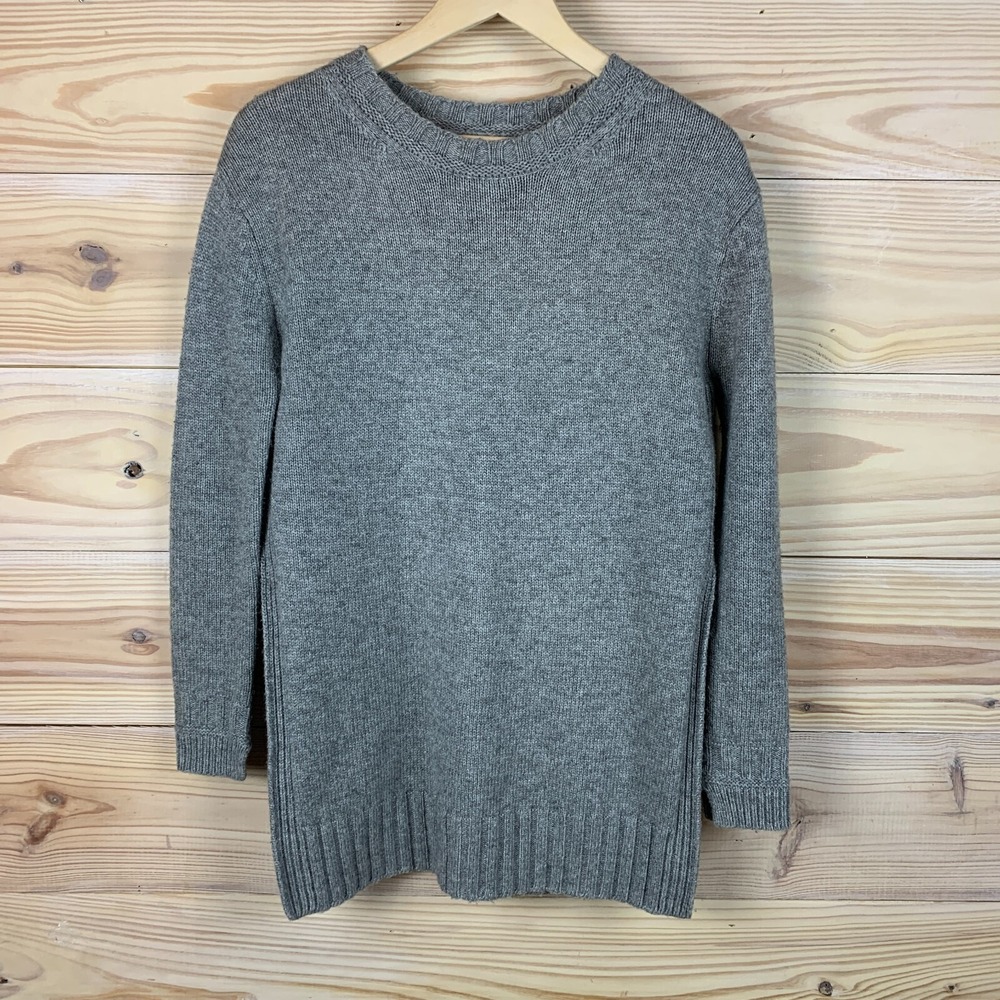 French Connection Sweater Women Small Gray Chunky Knit Side Slit Tunic
